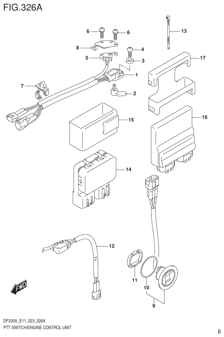 Suzuki DF175AT, DF175AZ PTT SWITCH/ENGINE CONTROL UNIT parts diagram