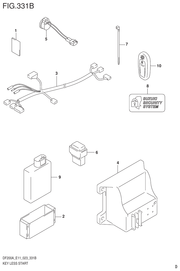 Suzuki DF175AT, DF175AZ KEY LESS START parts diagram