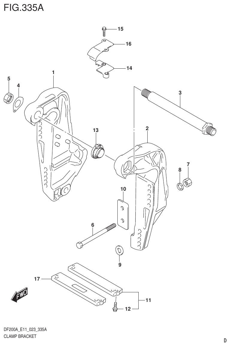 Suzuki DF175AT, DF175AZ CLAMP BRACKET parts diagram