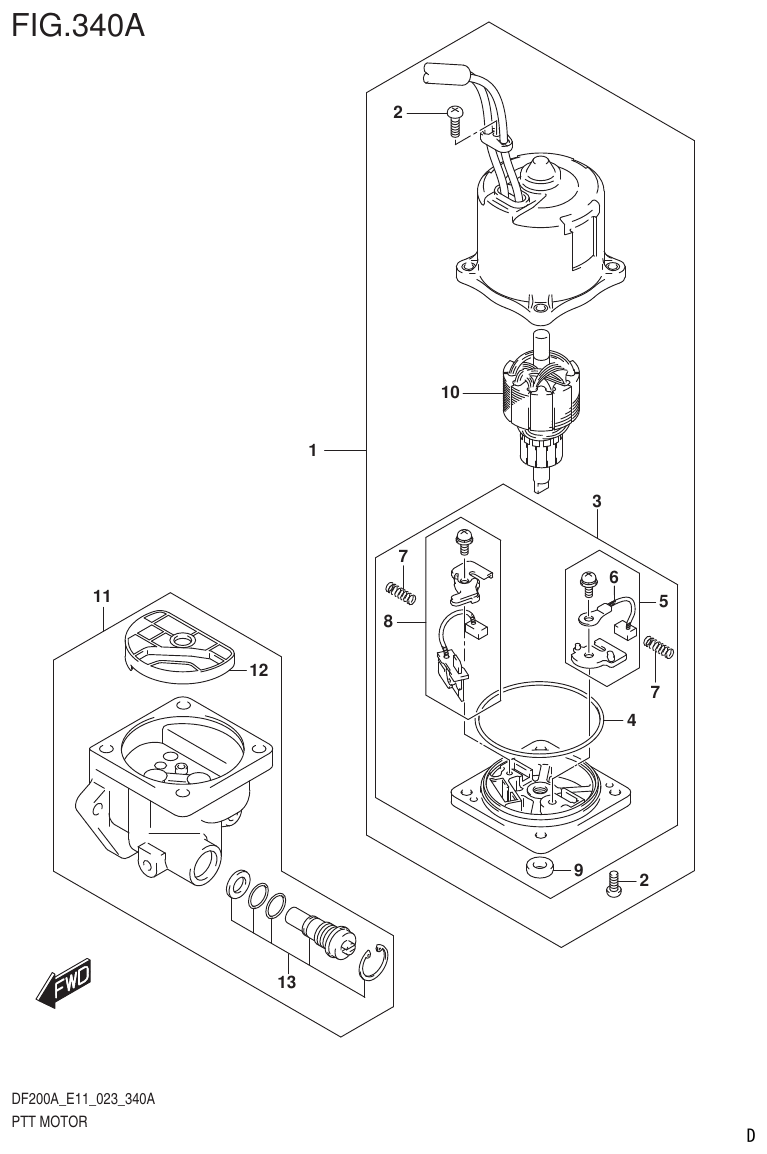 Suzuki DF175AT, DF175AZ PTT MOTOR parts diagram
