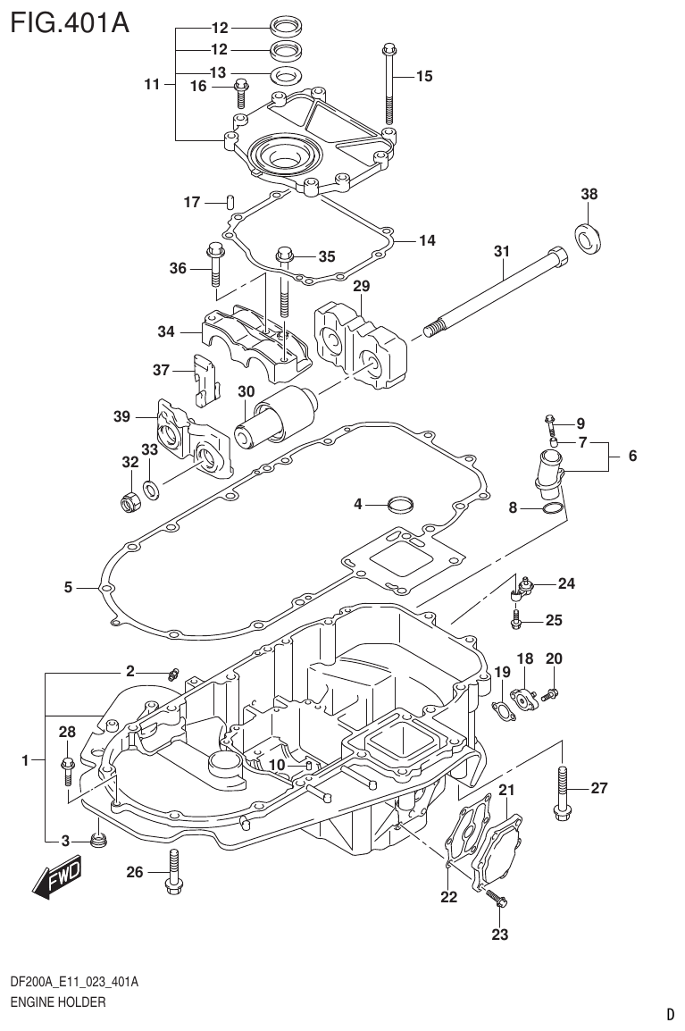 Suzuki DF175AT, DF175AZ ENGINE HOLDER parts diagram