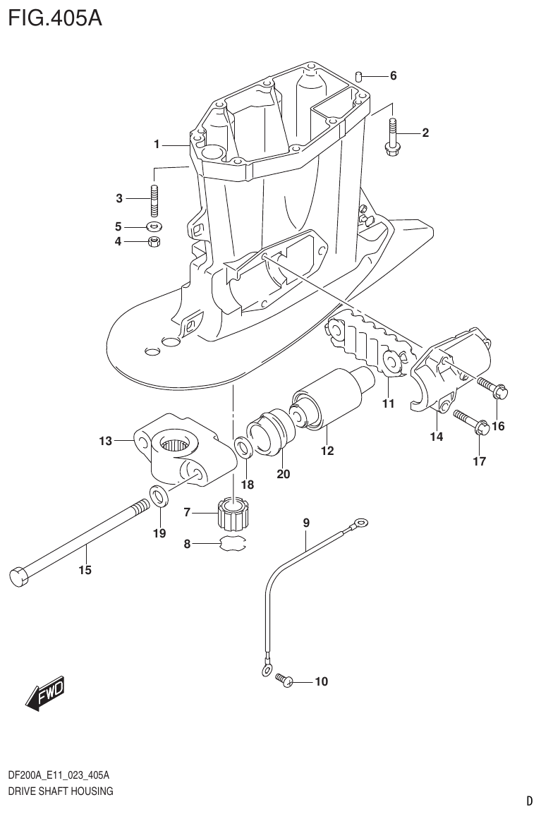 Suzuki DF175AT, DF175AZ DRIVE SHAFT HOUSING parts diagram