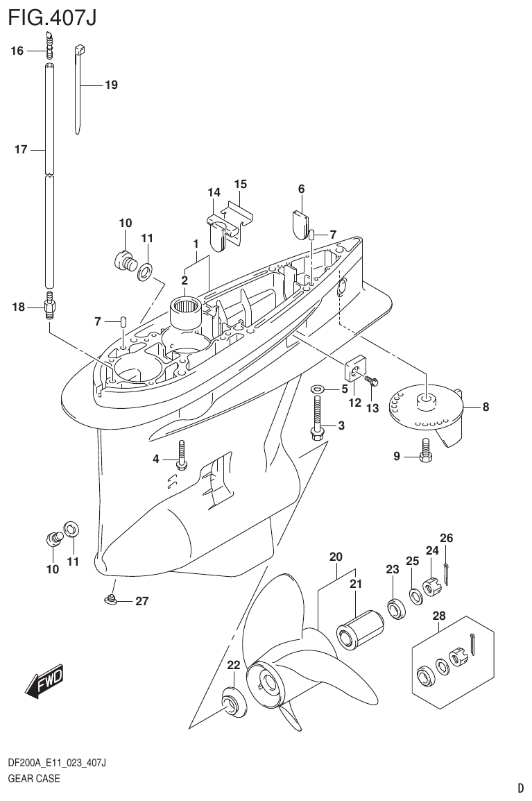 Suzuki DF175AT, DF175AZ GEAR CASE ((DF175AT,DF150AT):023) parts diagram
