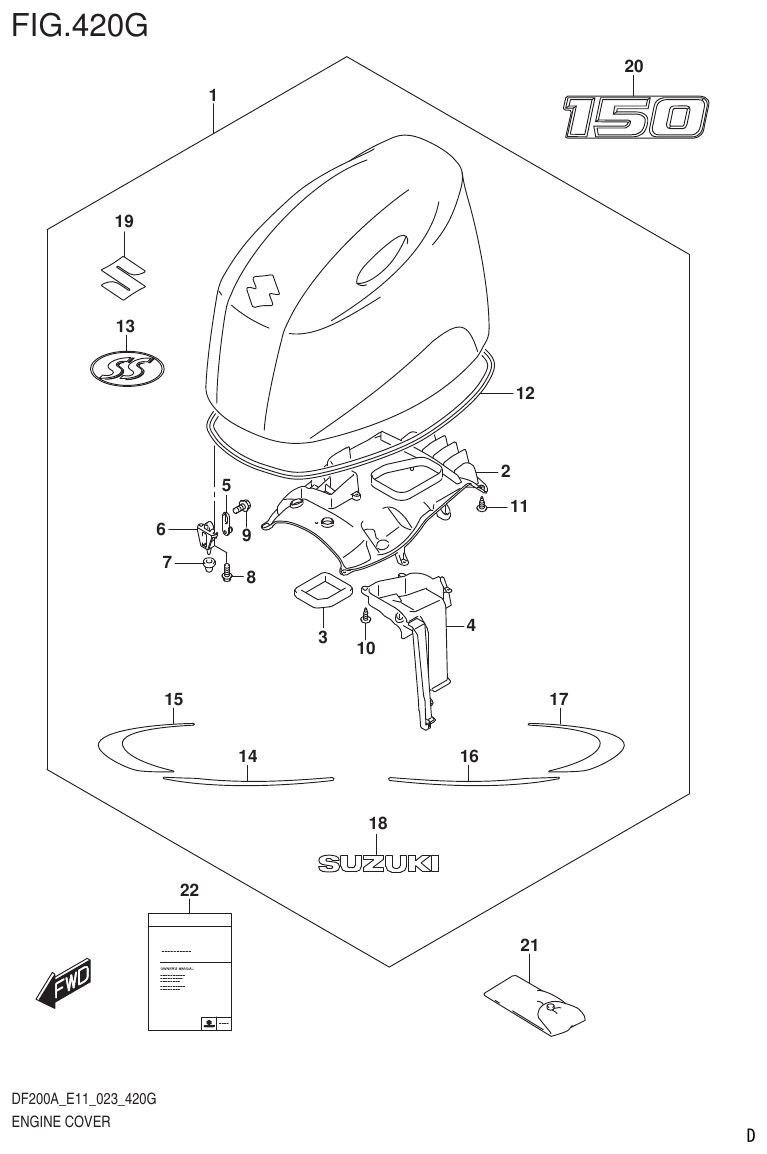 Suzuki DF175AT, DF175AZ ENGINE COVER (DF150AS:(022,023)) parts diagram
