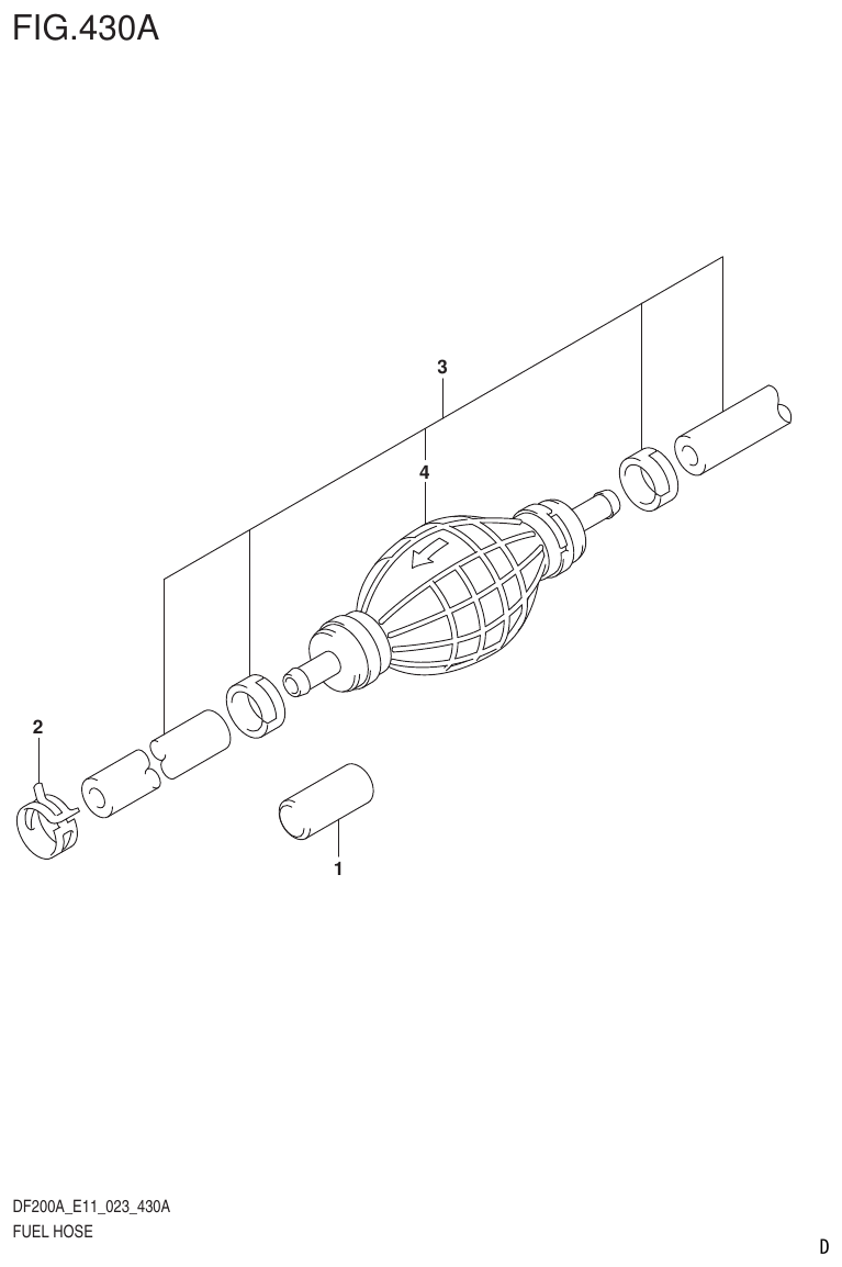 Suzuki DF175AT, DF175AZ FUEL HOSE parts diagram