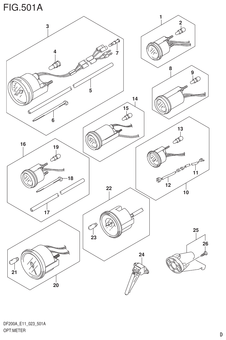 Suzuki DF175AT, DF175AZ OPT:METER parts diagram