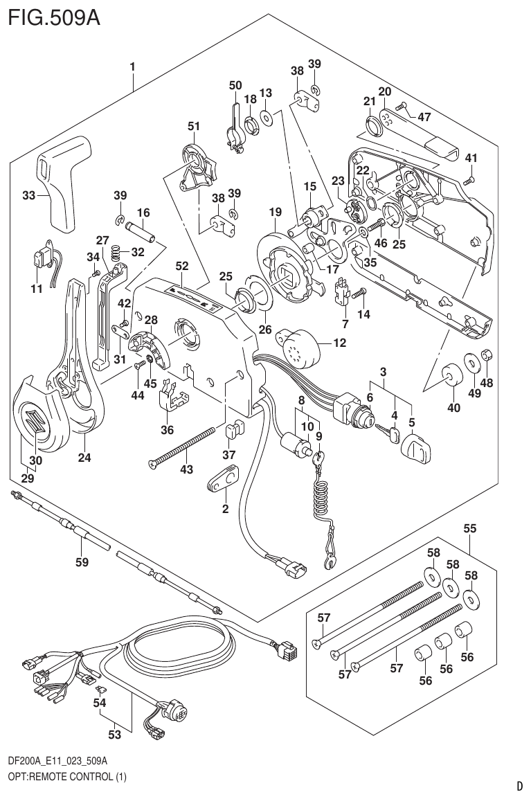 Suzuki DF175AT, DF175AZ OPT:REMOTE CONTROL (1) parts diagram