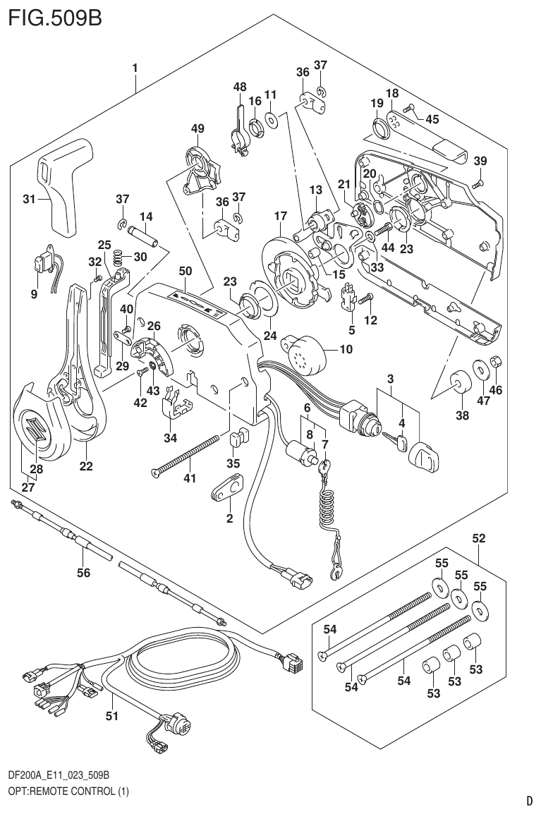 Suzuki DF175AT, DF175AZ OPT:REMOTE CONTROL (1) parts diagram