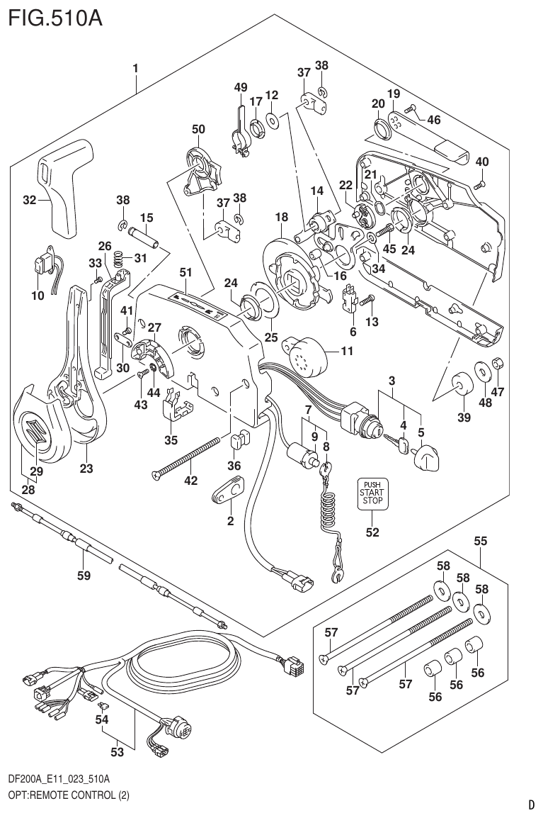 Suzuki DF175AT, DF175AZ OPT:REMOTE CONTROL (2) parts diagram
