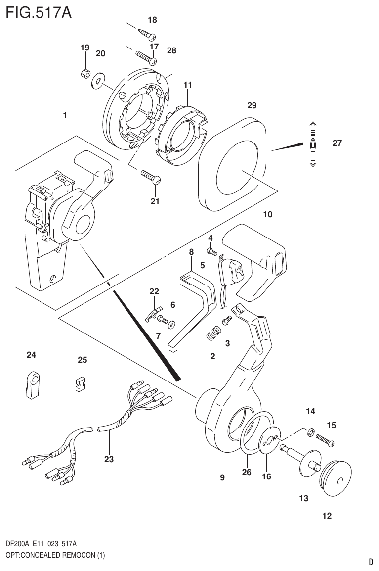 Suzuki DF175AT, DF175AZ OPT:CONCEALED REMOCON (1) parts diagram
