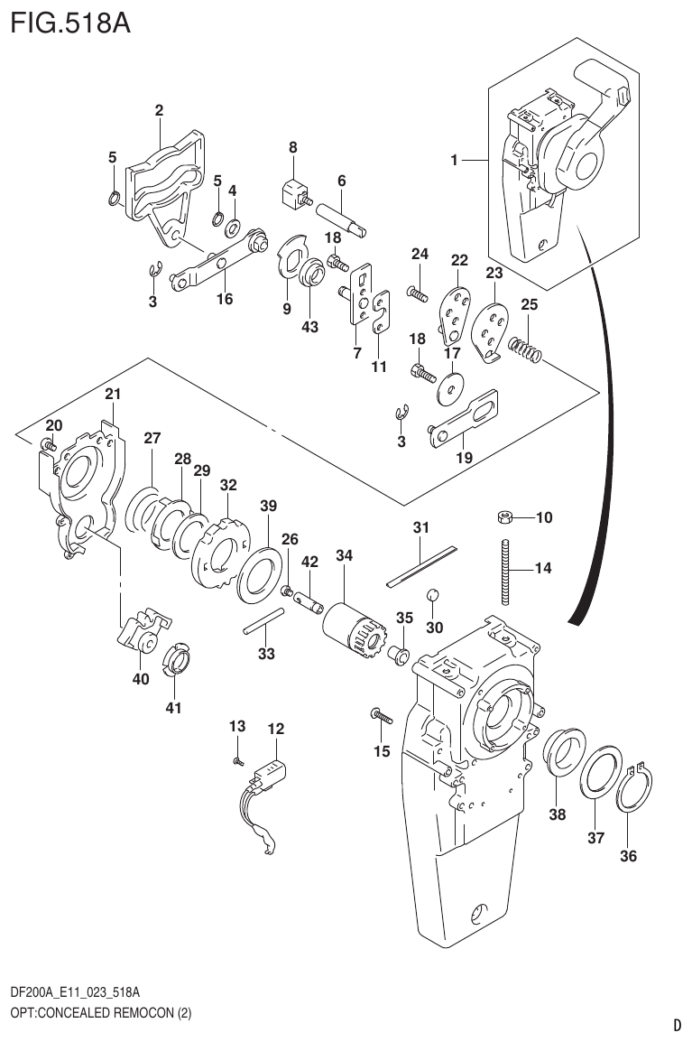 Suzuki DF175AT, DF175AZ OPT:CONCEALED REMOCON (2) parts diagram