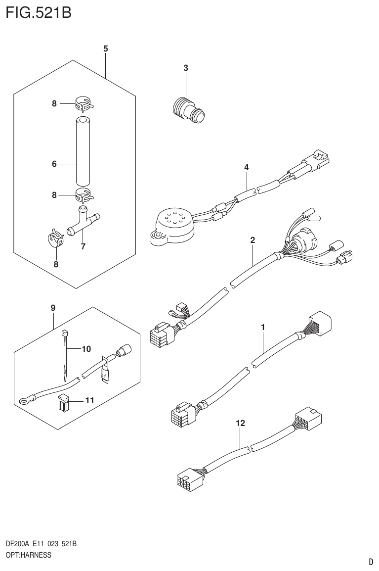 Suzuki DF175AT, DF175AZ OPT:HARNESS (022,023) parts diagram