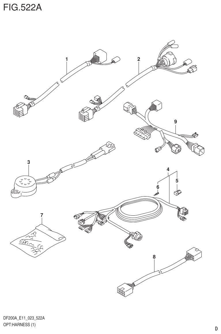 Suzuki DF175AT, DF175AZ OPT:HARNESS (1) (023) parts diagram