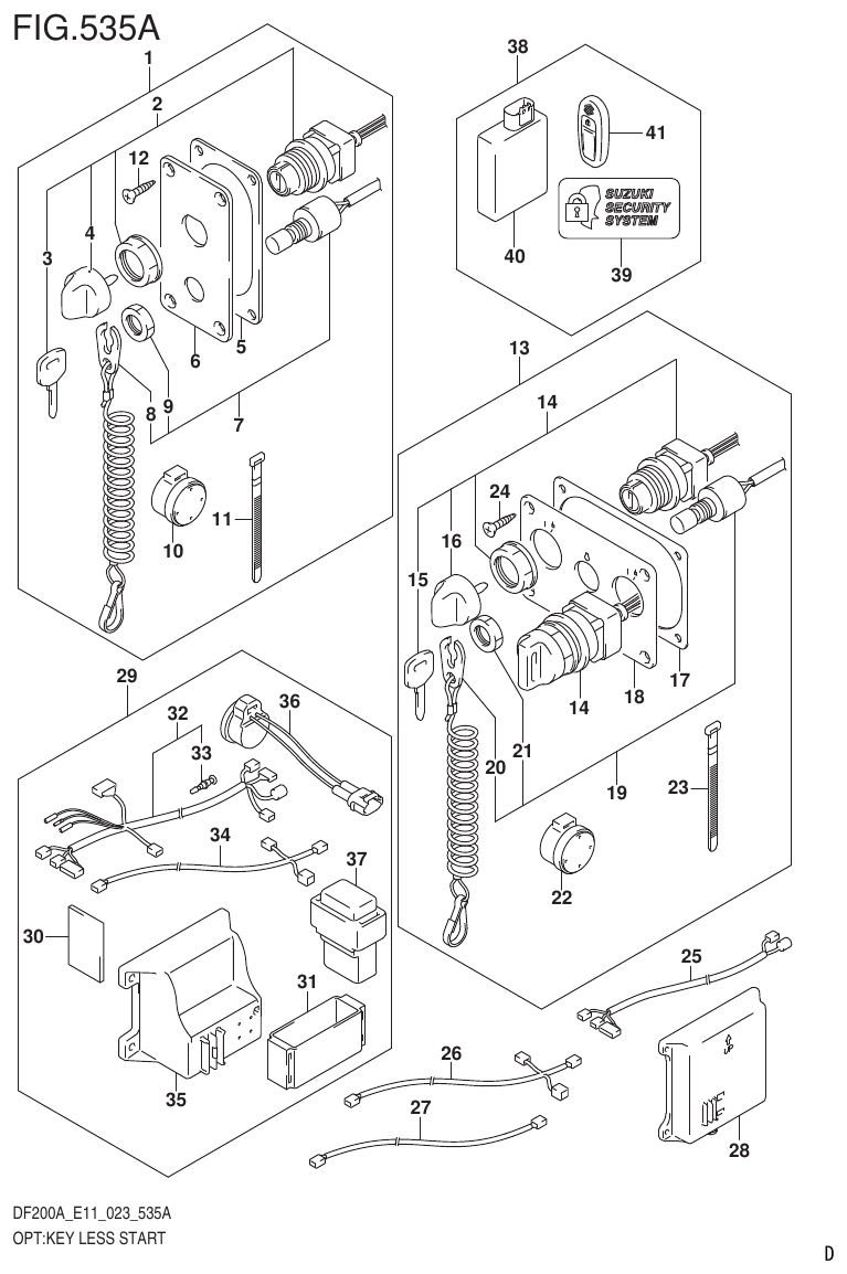 Suzuki DF175AT, DF175AZ OPT:KEY LESS START parts diagram