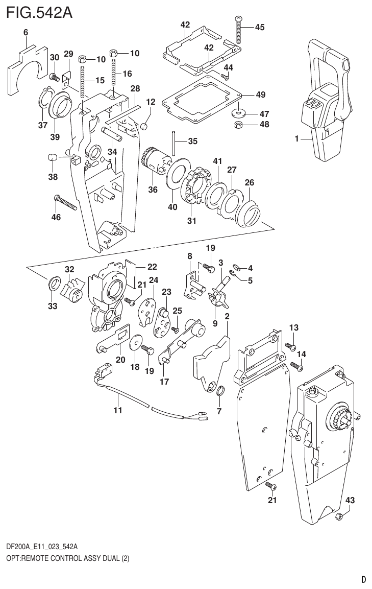 Suzuki DF175AT, DF175AZ OPT:REMOTE CONTROL ASSY DUAL (2) parts diagram