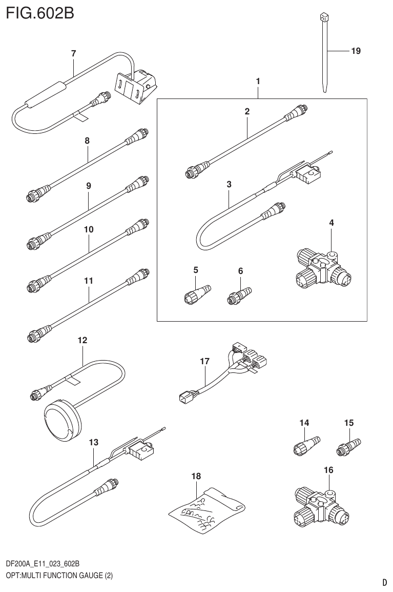 Suzuki DF175AT, DF175AZ OPT:MULTI FUNCTION GAUGE (2) (023) parts diagram