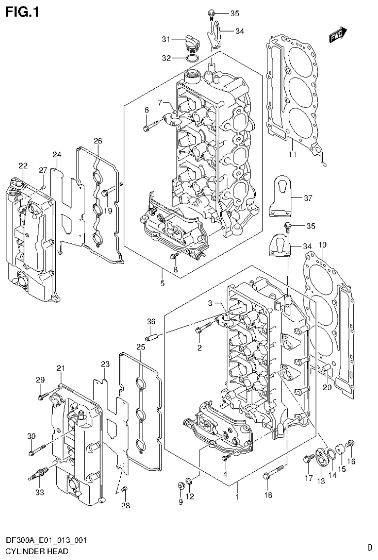 Suzuki DF250AP CYLINDER HEAD parts diagram