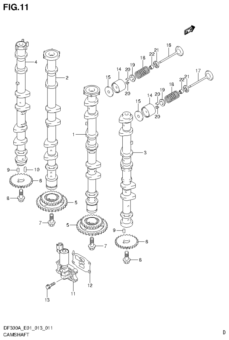 Suzuki DF250AP CAMSHAFT (DF250A E1) parts diagram