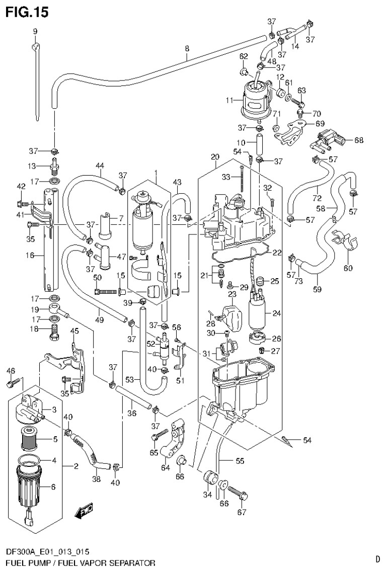 Suzuki DF250AP FUEL PUMP / FUEL VAPOR SEPARATOR (DF300A E1) parts diagram