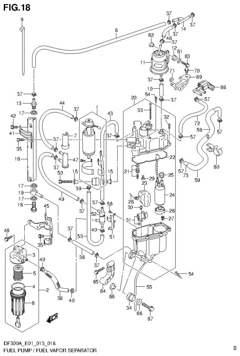 Suzuki DF250AP FUEL PUMP / FUEL VAPOR SEPARATOR (DF250A E40) parts diagram