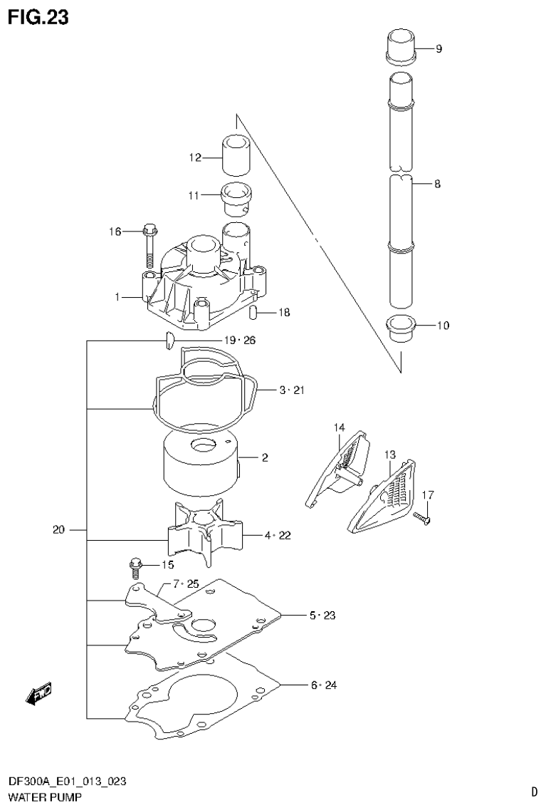 Suzuki DF250AP WATER PUMP (DF300A E1) parts diagram