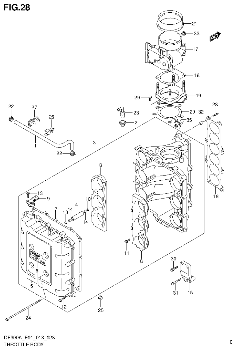 Suzuki DF250AP THROTTLE BODY parts diagram