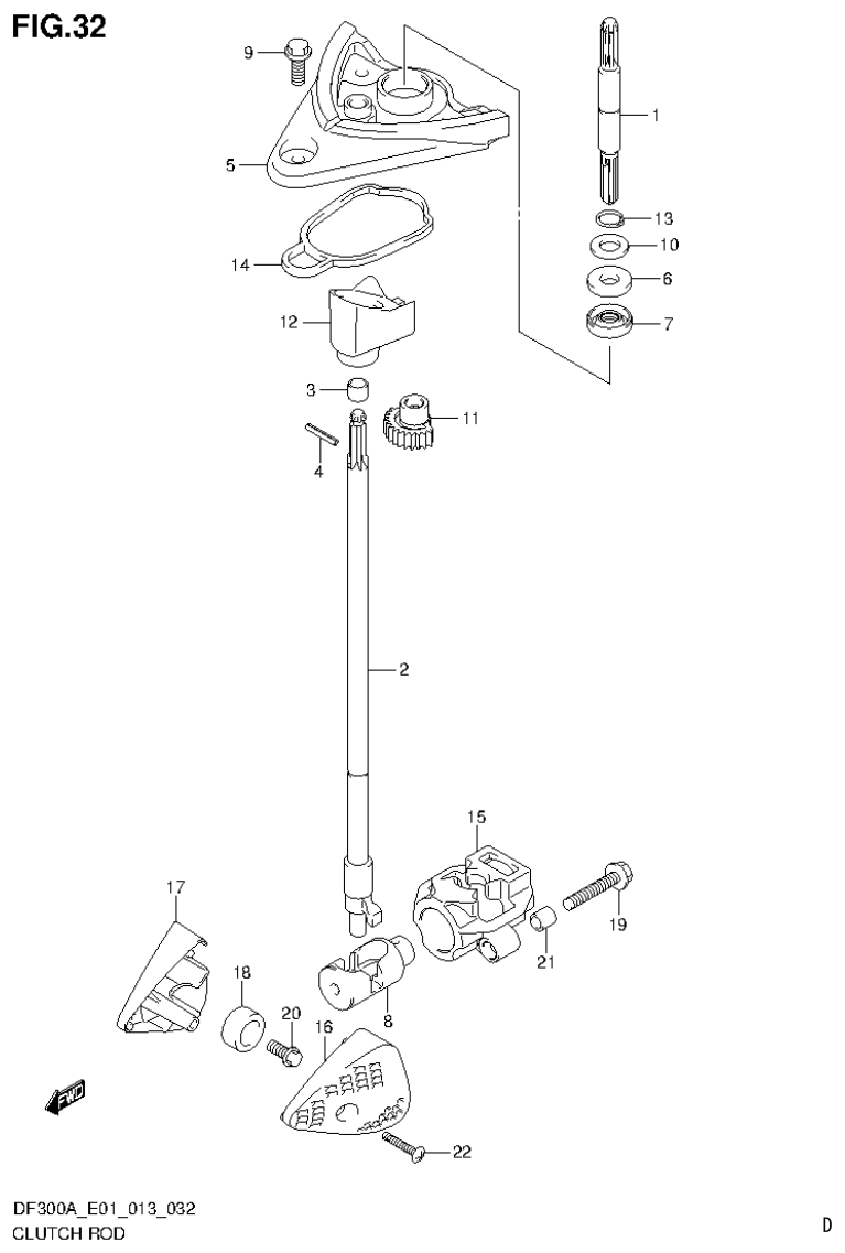 Suzuki DF250AP CLUTCH ROD parts diagram