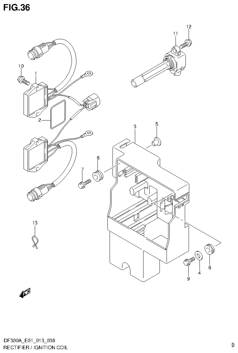 Suzuki DF250AP RECTIFIER / IGNITION COIL parts diagram