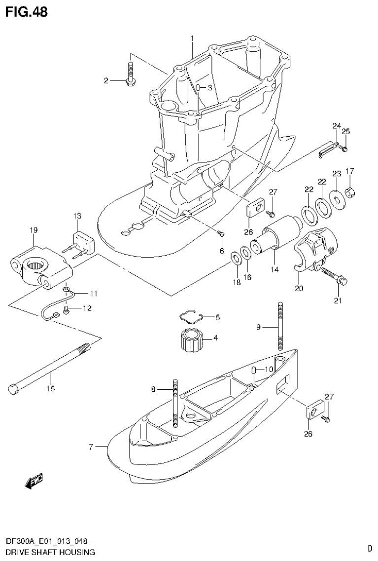 Suzuki DF250AP DRIVE SHAFT HOUSING parts diagram