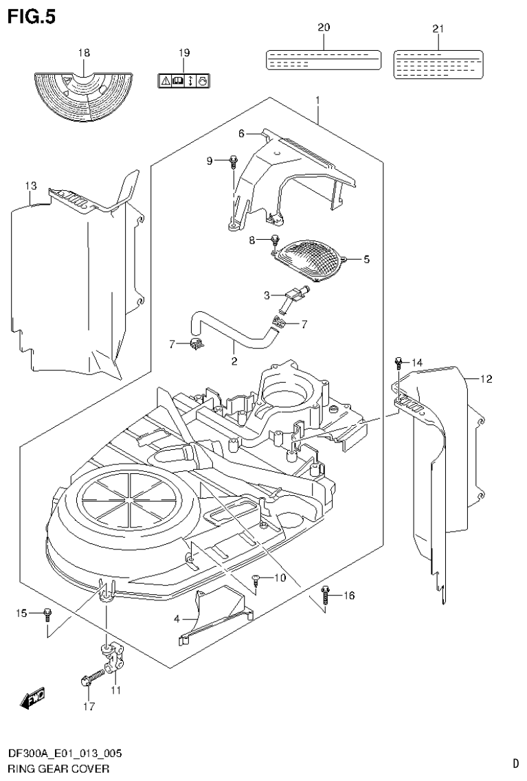Suzuki DF250AP RING GEAR COVER (DF250A E1) parts diagram