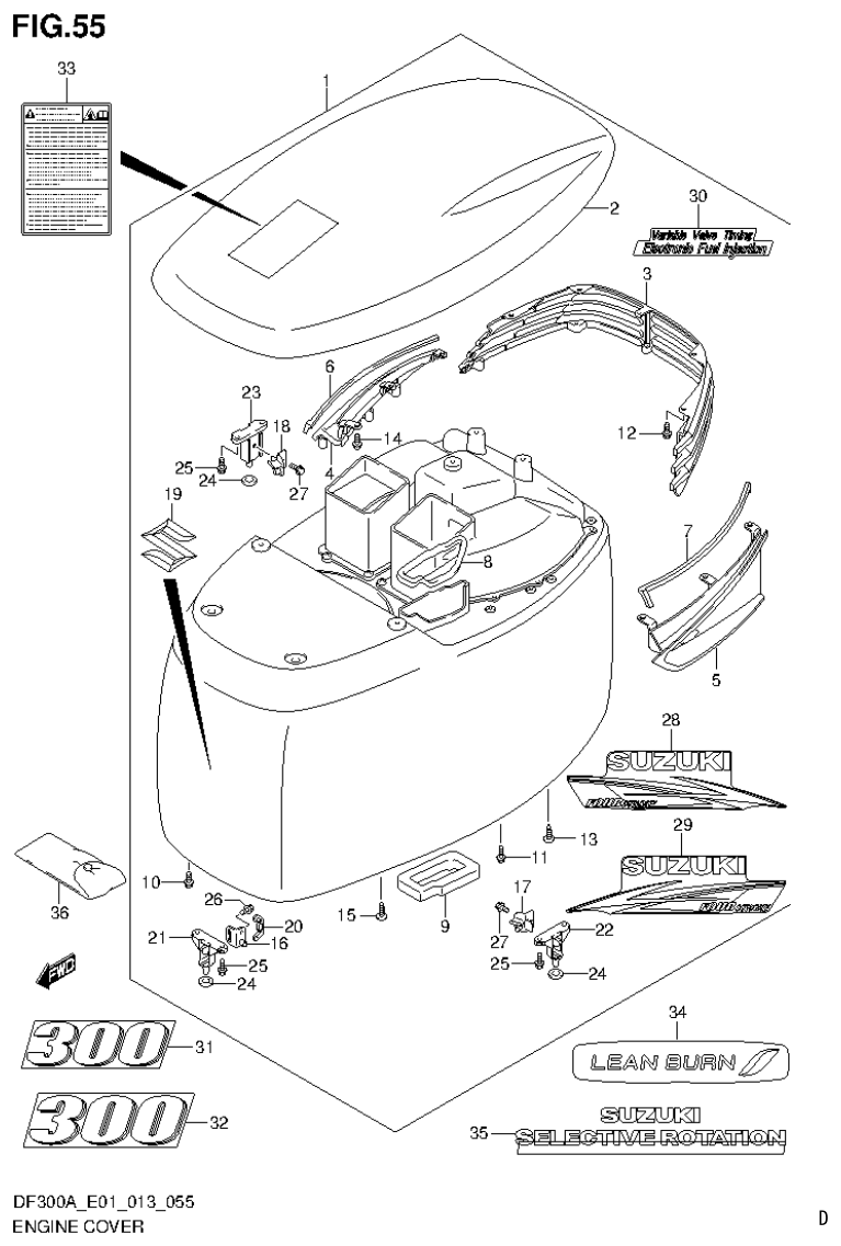 Suzuki DF250AP ENGINE COVER (DF300A E40) parts diagram