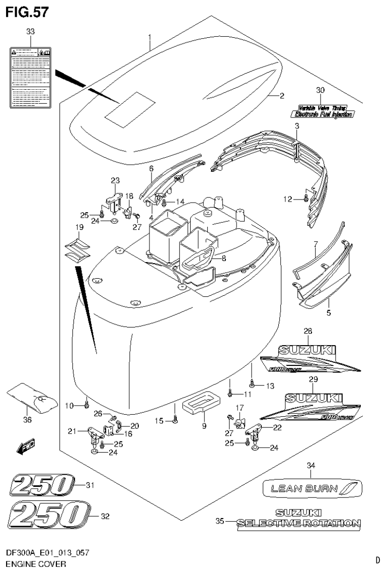 Suzuki DF250AP ENGINE COVER (DF250A E40) parts diagram