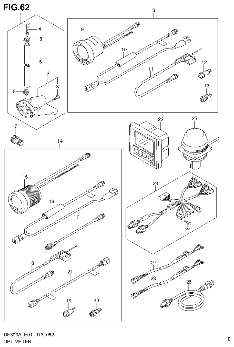 Suzuki DF250AP OPT:METER parts diagram