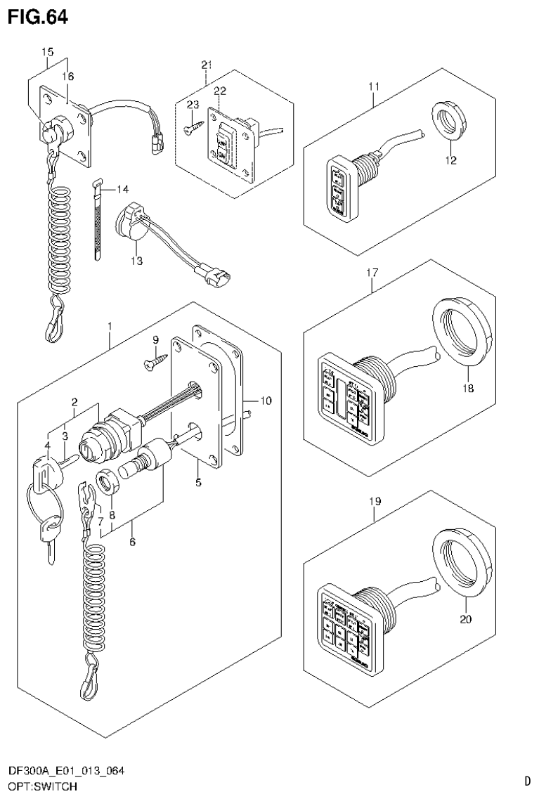 Suzuki DF250AP OPT:SWITCH parts diagram