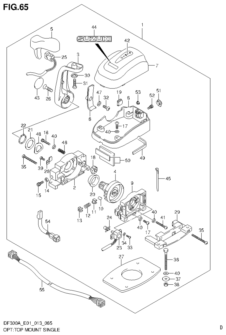 Suzuki DF250AP OPT:TOP MOUNT SINGLE parts diagram