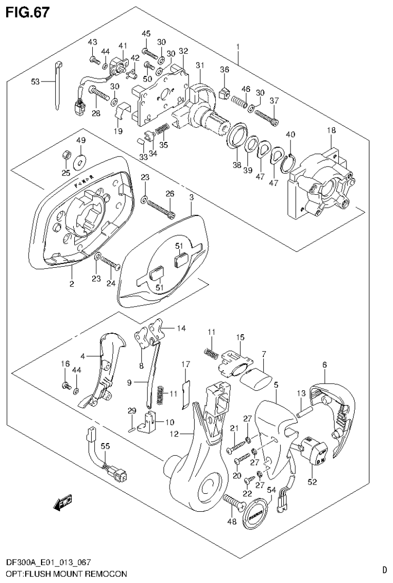 Suzuki DF250AP OPT:FLUSH MOUNT REMOCON parts diagram