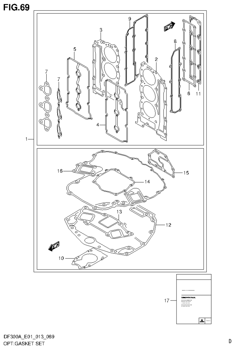 Suzuki DF250AP OPT:GASKET SET (DF300A E40) parts diagram