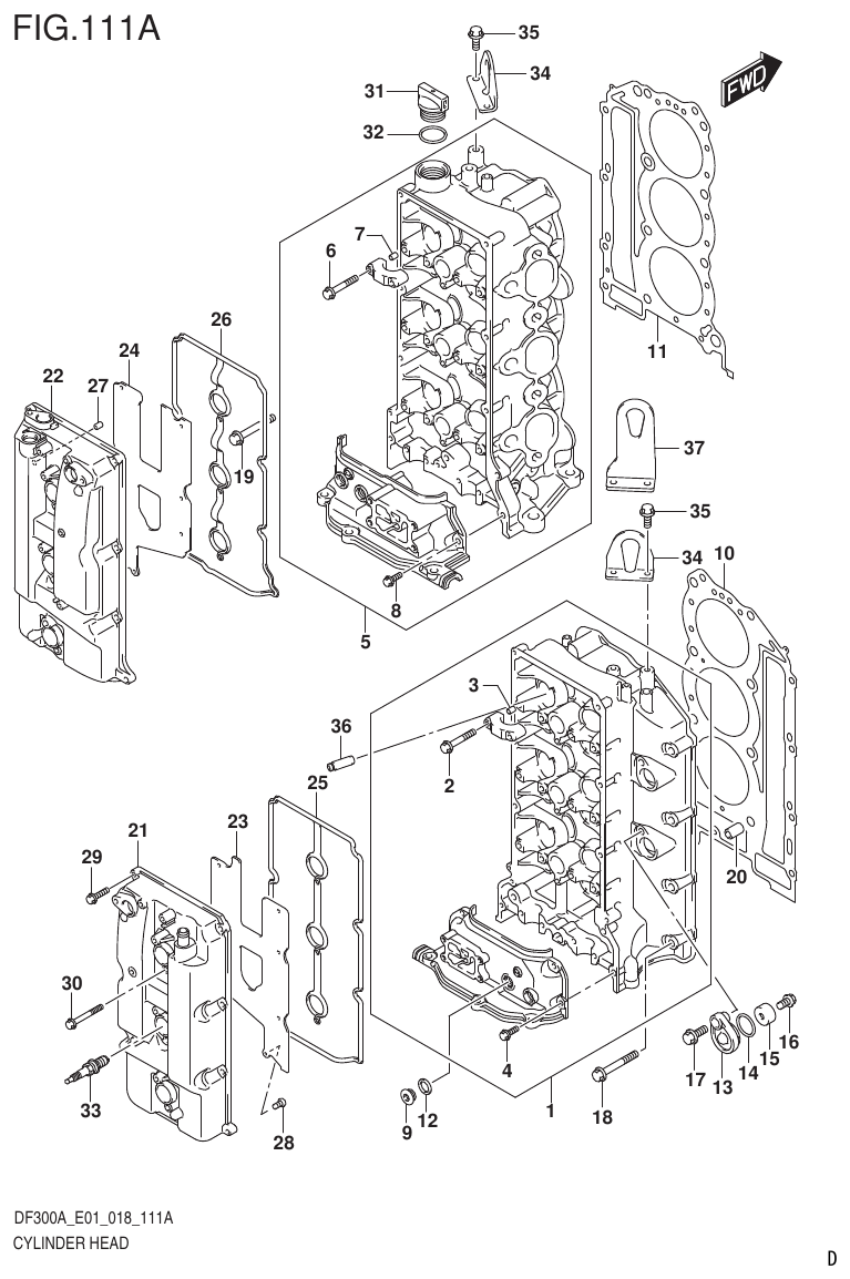 Suzuki DF250AP CYLINDER HEAD parts diagram
