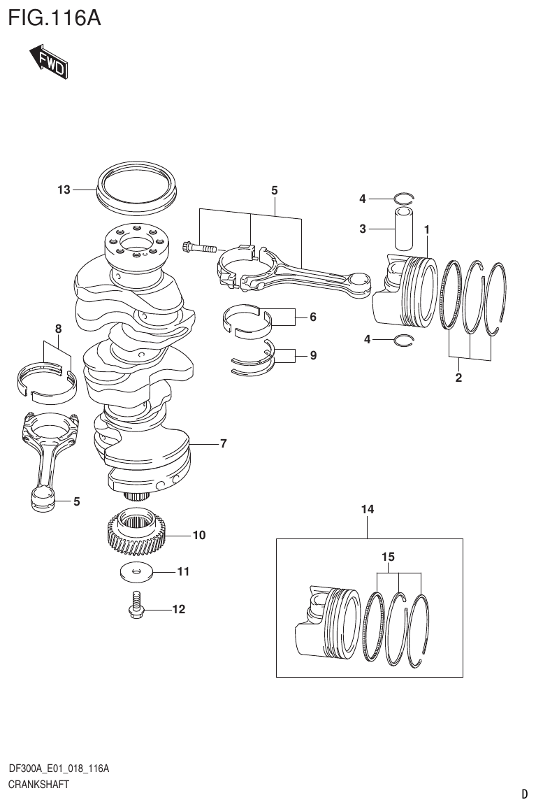 Suzuki DF250AP CRANKSHAFT parts diagram