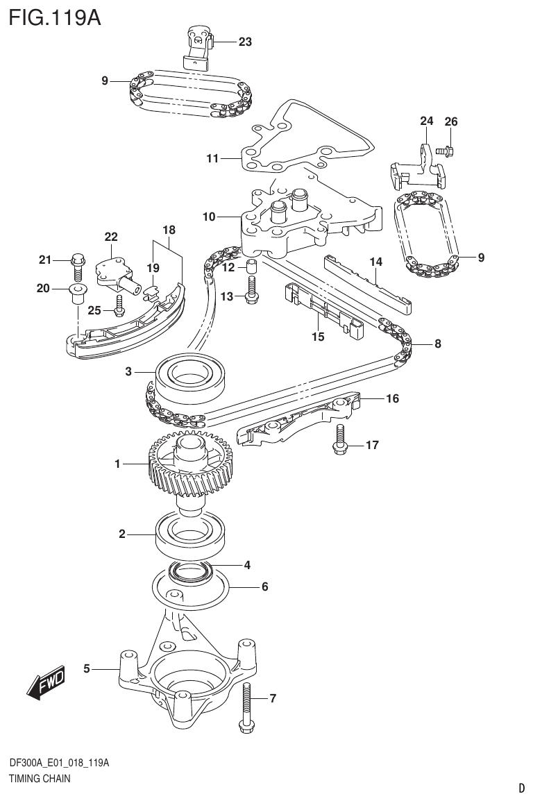 Suzuki DF250AP TIMING CHAIN parts diagram