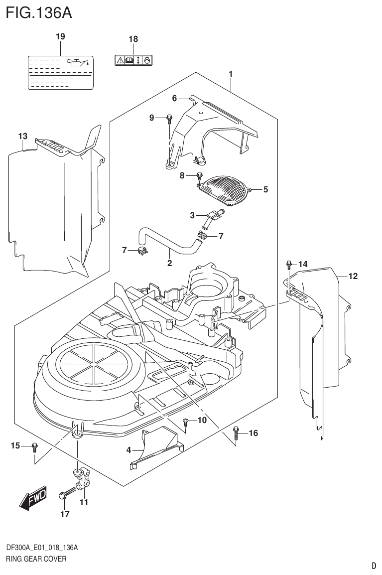 Suzuki DF250AP RING GEAR COVER parts diagram