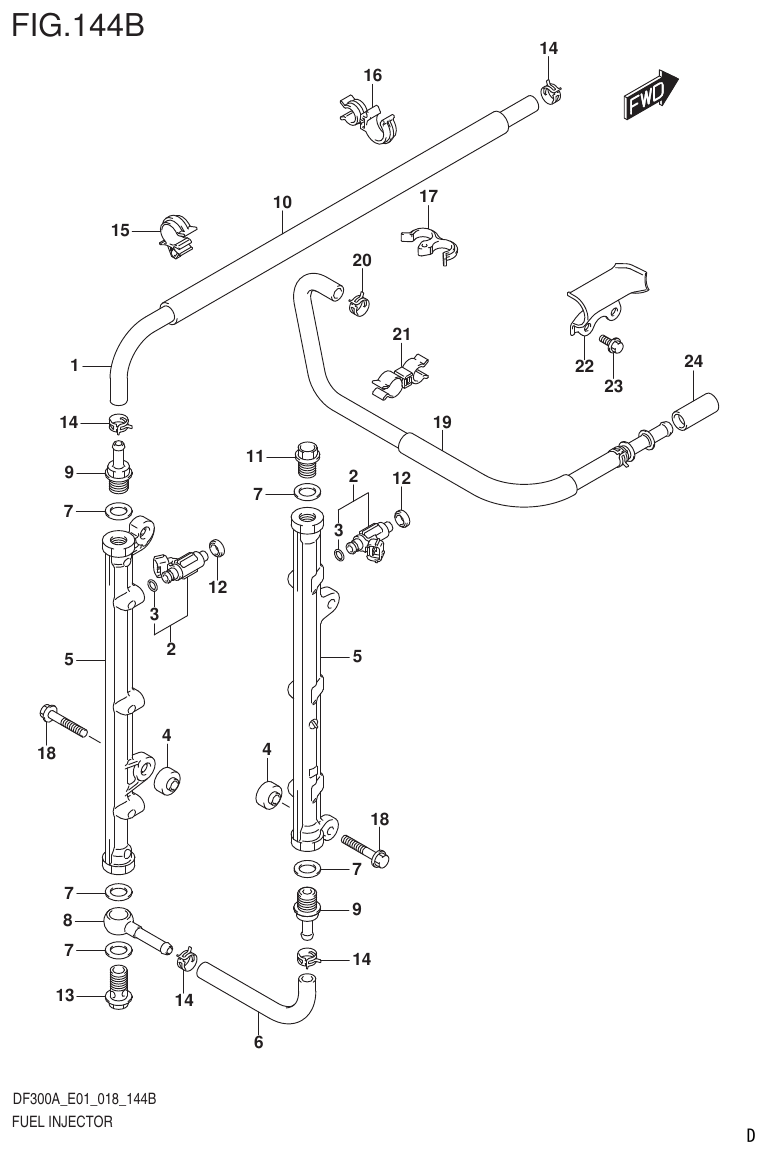 Suzuki DF250AP FUEL INJECTOR (E40) parts diagram