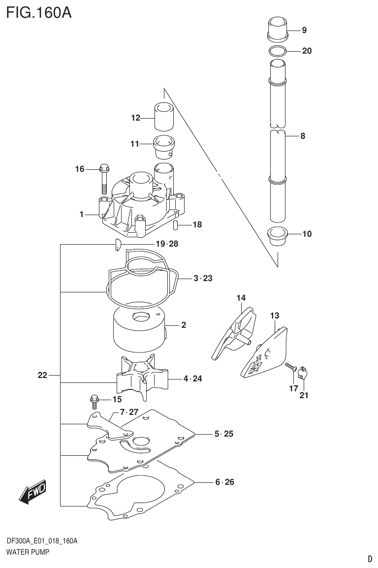 Suzuki DF250AP WATER PUMP (E01) parts diagram