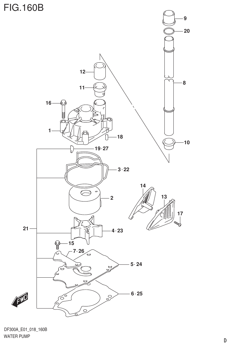 Suzuki DF250AP WATER PUMP (E40) parts diagram