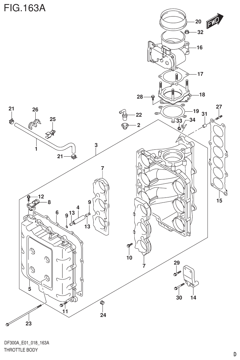 Suzuki DF250AP THROTTLE BODY parts diagram