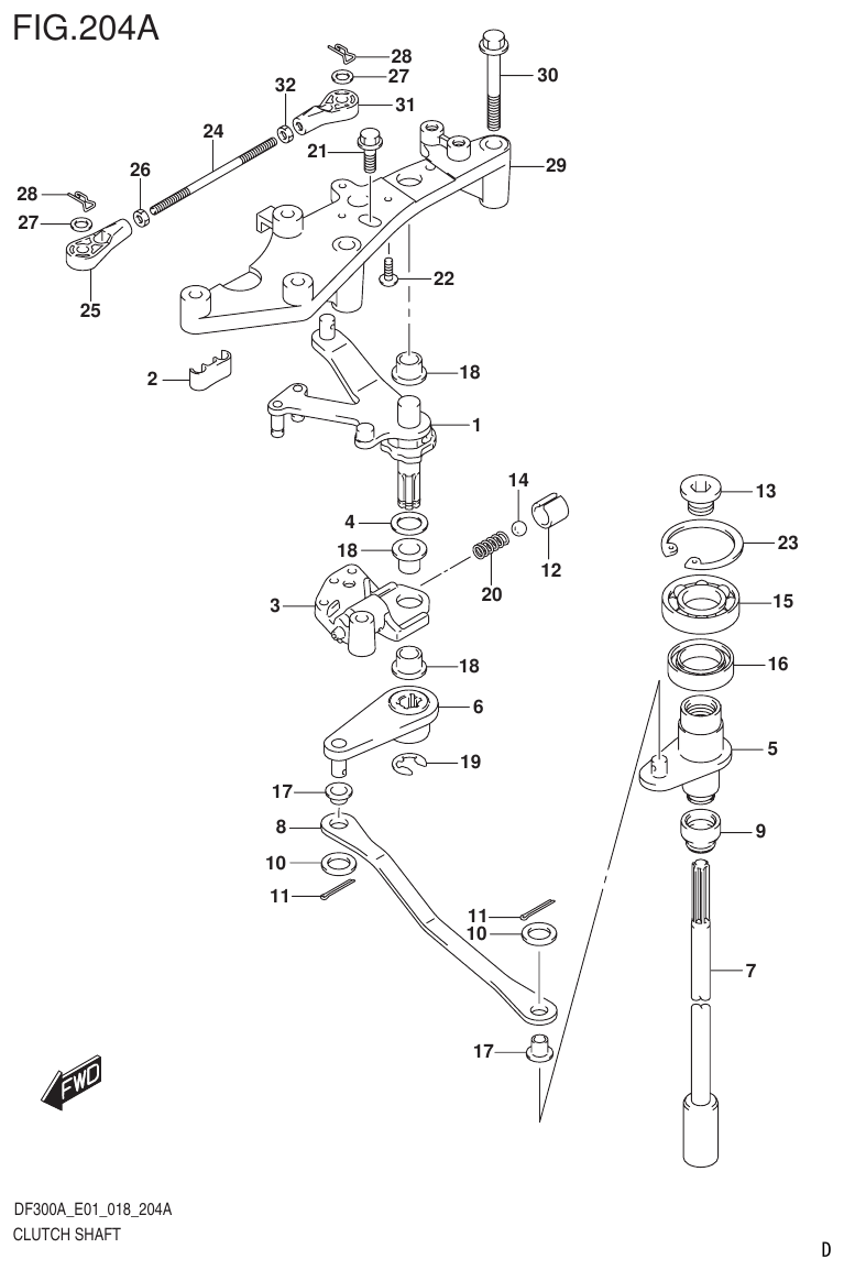 Suzuki DF250AP CLUTCH SHAFT parts diagram