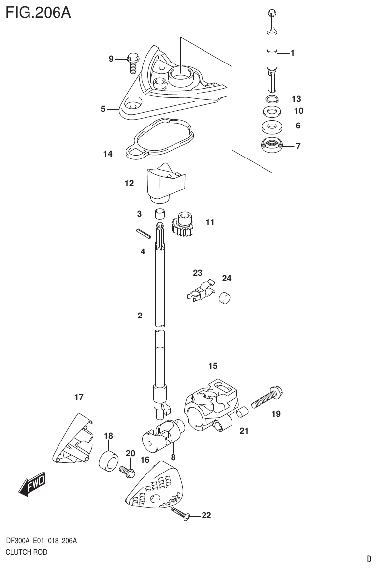 Suzuki DF250AP CLUTCH ROD parts diagram