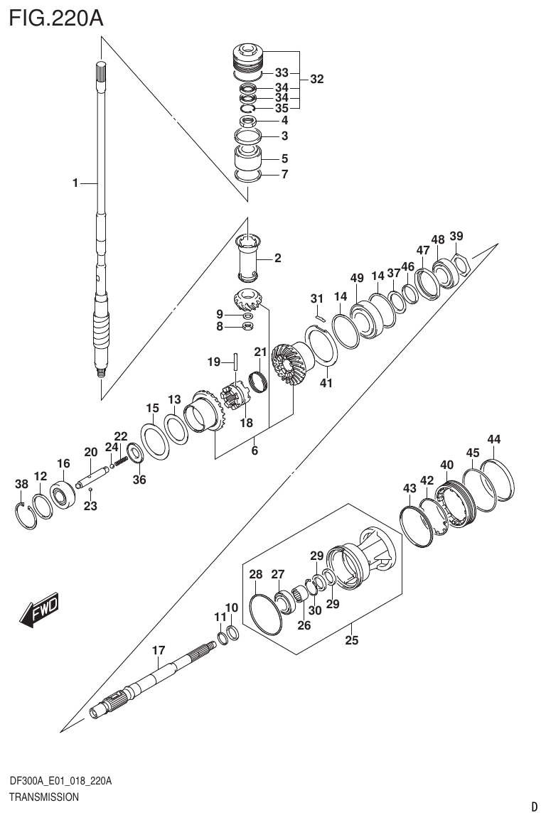 Suzuki DF250AP TRANSMISSION parts diagram