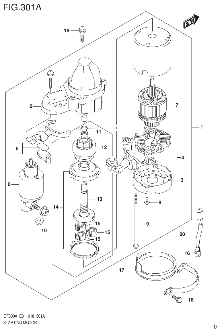 Suzuki DF250AP STARTING MOTOR parts diagram