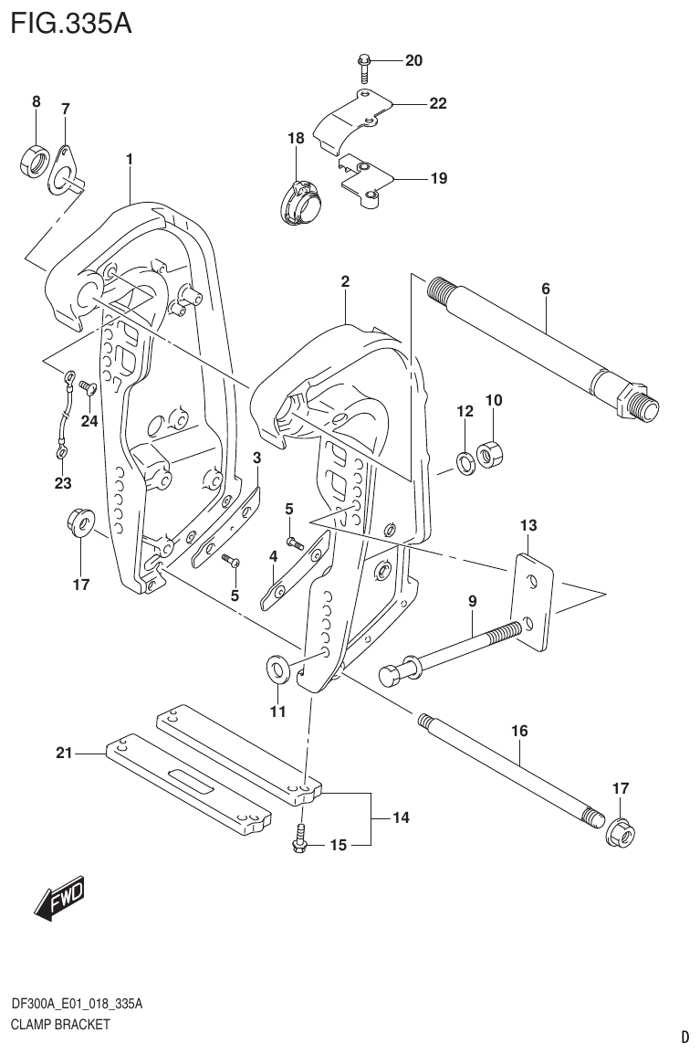 Suzuki DF250AP CLAMP BRACKET parts diagram